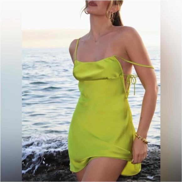 Rumored Meadow Slip Mini Dress Citron Size Large - Picture 7 of 11